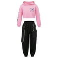 thumbnail image 1 of iEFiEL Unisex Kids Boys Girls Hip-hop Jazz Dance Costume Sequins Hooded Tops with Pant Pink 12, 1 of 7