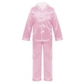 thumbnail image 1 of iEFiEL Unisex Kids Boys Girls Silk Pajamas Outfit Long Sleeve Tops with Pants Set Sleepwear Pink 170, 1 of 5