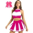 thumbnail image 1 of iEFiEL Women Cheerleading Costume Sleeveless Crop Tank Top Mini Pleated Skirt Cheer Leader Uniforms Hot Pink M, 1 of 7