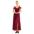 thumbnail image 1 of iEFiEL Women Ladies Chiffon Off-The-Shoulder Side Split Long Bridesmaid Dress Evening Prom Gown, 1 of 7