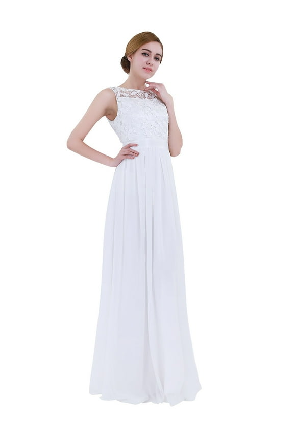 Women Ladies Embroidered Chiffon Bridesmaid Dress Long Evening Prom Gown Dress