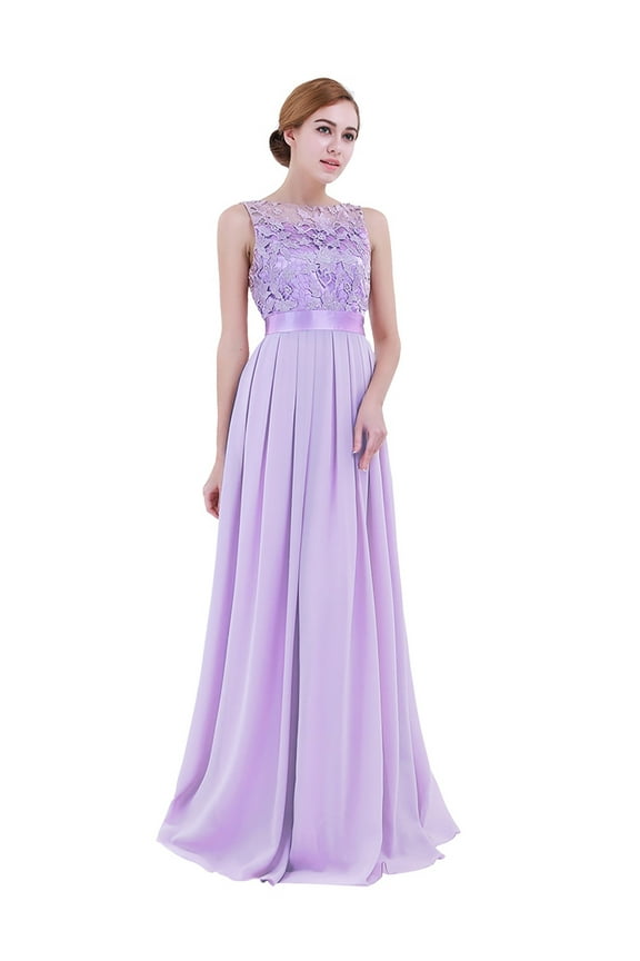Women Ladies Embroidered Chiffon Bridesmaid Dress Long Evening Prom Gown Dress
