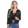 thumbnail image 1 of iEFiEL Women Long Sleeve Shiny Sequins Cardigan Office Work Slim Blazer Jacket Coat, 1 of 4