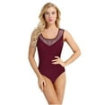 thumbnail image 1 of iEFiEL Women Sleeveless Mesh Splice Ballet Dance Leotard Yoga Gymnastics Bodysuit, 1 of 6