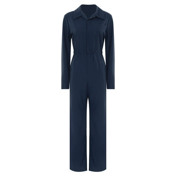 iEFiEL Women's Mechanic Work Utility Coveralls Dungarees Flight Suit Jumpsuit Navy Blue S