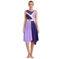 thumbnail image 1 of iEFiEL Womens Asymmetrical Praise Dance Dress Long Sleeve Overlay Choir Worship Costume Church Liturgical Dancewear Purple&Light Purple XL, 1 of 7