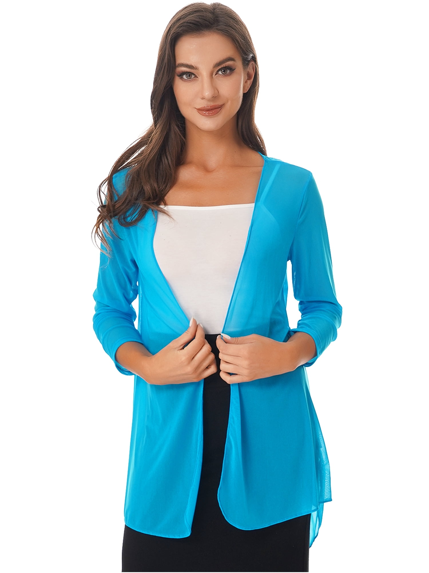 Draped Ruffles iEFiEL Womens Casual Plus Size Chiffon Shrug Cardigan Draped Ruffles ...