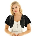 thumbnail image 1 of iEFiEL Womens Chiffon Shrug Cardigan Solid Cropped Bolero for Wedding Evening Party Black-B 2XL, 1 of 7