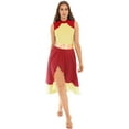 thumbnail image 1 of iEFiEL Womens Color Block Split Lyrical Praise Dance Dress Asymmetrical Hem Dresses Dancewear Red&Yellow M, 1 of 7