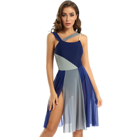 iEFiEL Womens Dance Leotard Dress Single Strap Lyrical Contemporary Dance Dresses