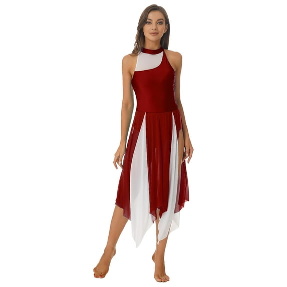 iEFiEL Womens Dance Leotard Dress Single Strap Lyrical Contemporary Dance Dresses