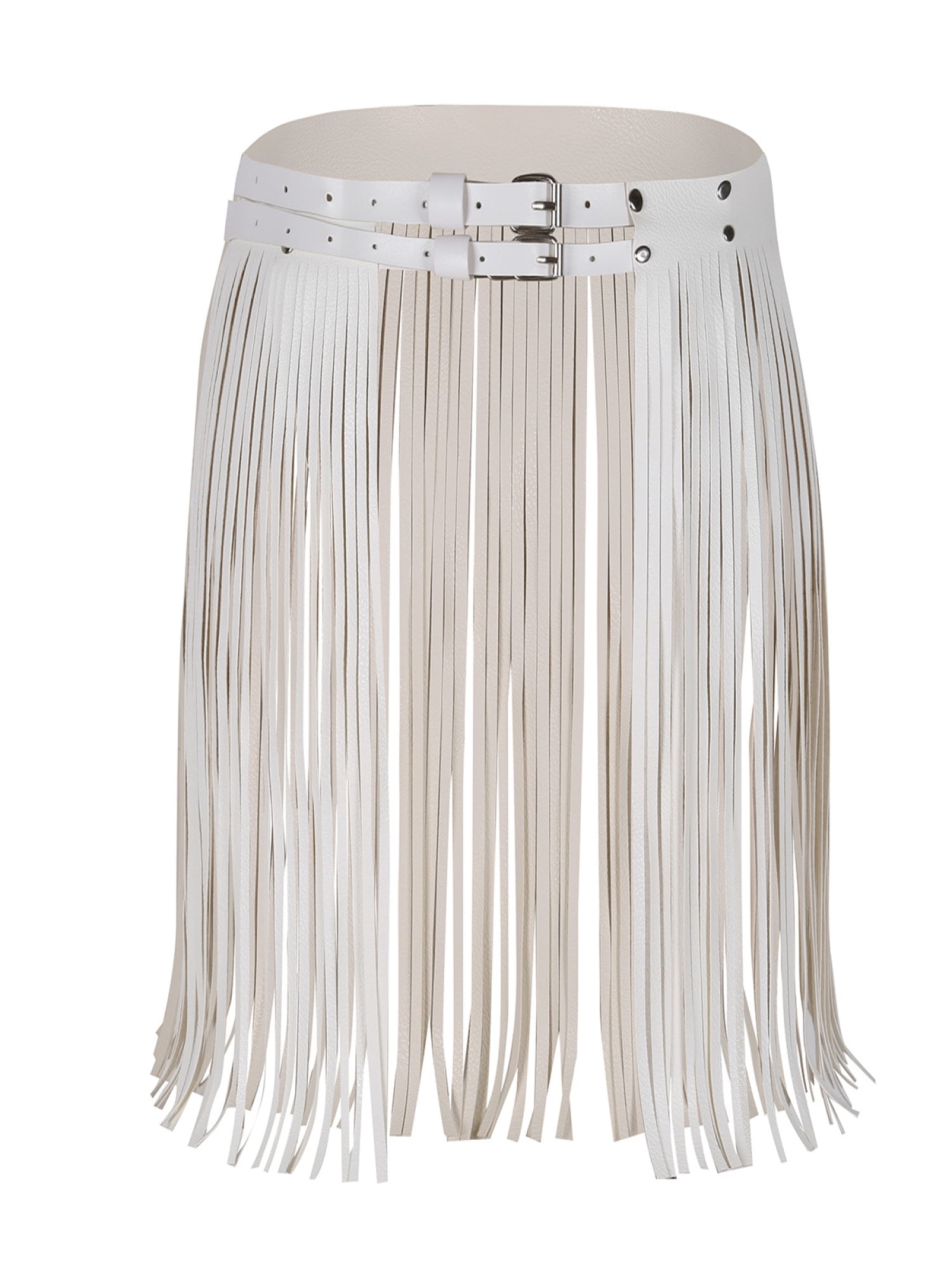 iEFiEL Womens Faux Leather Fringe Tassel Skirt Belt with Adjustable ...