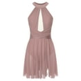 thumbnail image 1 of iEFiEL Womens Figure Skating Lyrical Dance Performance Costume Ruched Mesh Patchwork Backless Dress Dancewear Dusty Pink M, 1 of 5