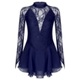 thumbnail image 1 of iEFiEL Womens Floral Lace Ballet Dance Skirted Leotard Long Sleeve Figure Ice Skating Dress Navy_Blue XL, 1 of 7