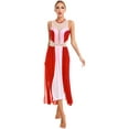 thumbnail image 1 of iEFiEL Womens Lyrical Dance Dress Ballroom Dance Performance Costume Sleeveless Split Sheer Mesh Maxi Leotard Dress Red M, 1 of 7