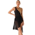 thumbnail image 1 of iEFiEL Womens Lyrical Modern Dance Dress Mesh High Low Skirt Gymnastics Ballerina Dancewear Black S, 1 of 7