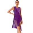 thumbnail image 1 of iEFiEL Womens Lyrical Modern Dance Dress Mesh High Low Skirt Gymnastics Ballerina Dancewear Purple M, 1 of 7