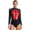 thumbnail image 1 of iEFiEL Womens Mesh Long Sleeve Gymnastics Leotard Sparkling Rhinestones Tumbling Dance Bodysuit Red S, 1 of 7