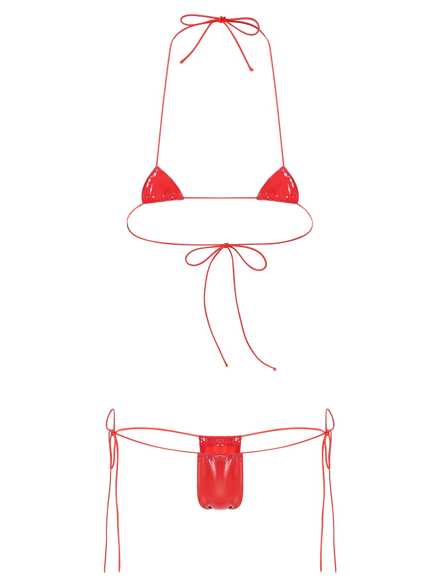 iEFiEL Womens Micro Bikini Set Swimsuit Halter Lace-up Bra with Low ...