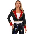 thumbnail image 1 of iEFiEL Womens Ringmaster Fringed Jacket Velvet Lion Tamer Outfit Long Sleeve Vintage Gothic Punk Coat Black L, 1 of 7