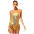 thumbnail image 1 of iEFiEL Womens Sequin Fringe Trim Tank Leotard Top Ballet Gymnastics Bodysuit Dancewear, 1 of 7