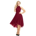 thumbnail image 1 of iEFiEL Womens Sleeveless Halter Neck Bridesmaid Dress High Low Evening Party Flare Dress, 1 of 7