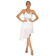 thumbnail image 1 of iEFiEL Womens Sparkly Sequins Asymmetrical Dance Dress V Neck Spaghetti Shoulder Straps Lyrical Contemporary Dancewear. White L, 1 of 7