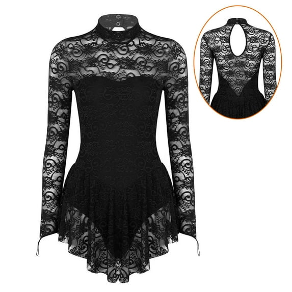 iEFiEL Womens Turtle Neck Long Sleeve Figure Skating Ballet Dance Leotard Dress Costume