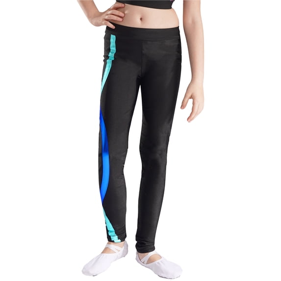 iEFiEL Youth Girls Skating Casual Sports Long Pants Dance Running Leggings Black&Blue 14