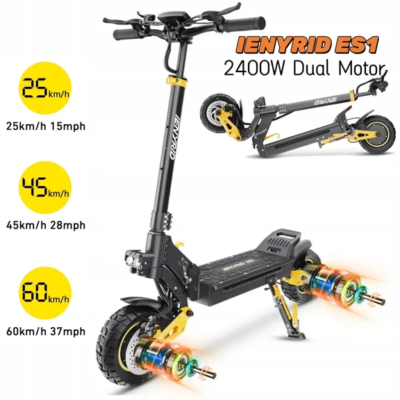 iENYRID 1200W Dual Motor Off-road Professional Electric Scooter for Men Adults, Folding Commuting E-Scooter with & 48V 20.8Ah Li-battery up to 40 Miles Long Range & 36 Mph, 265lbs Capacity