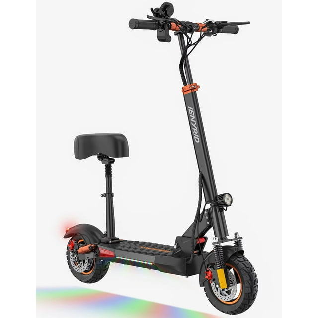 iENYRID 16Ah 800W 3 Speed 30 MPH Max Adults Electric Scooter with Removable Seat, 10″ Off-road Pneumatic Tires