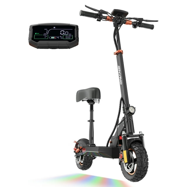 iENYRID 800W Electric Scooter for Adults Teenagers with Removable Seat, 10" Off-road Pneumatic Tires, 3 Speeds 28 MPH Max, Coded Lock Folding Electric Scooter 330lbs Weight Limit Black