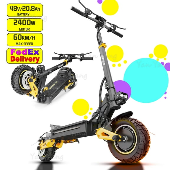 iENYRID ES1 Electric Scooter for Commuters,2400W Dual Motors, 38 MPH Max Speed, 38 Miles Range ,10'' Off Road Inflatable Tires Foldable, UL Certified for Safety