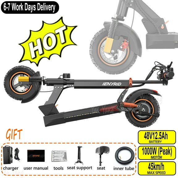 iENYRID M4 PRO S+ Folding Electric Scooter With Seat 1000W Peak Motor Long Range 38Km 3-Speed Modes Max Speed 28 mph 48V 12.5Ah 10inch Off Road E-Scooter,eScooter,US Free Shipping