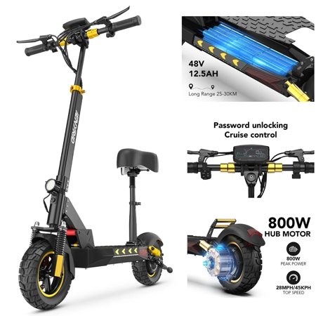 iENYRID M4 pro s+ Foldable with Seat Electric Scooter for Adults Teens Age of 14+ with 10" Off-Road Pneumatic Tires, 800W 28 mph Max,Light Folding Commuter E-Scooter, 48V 12.5Ah, 20-30 Miles Range