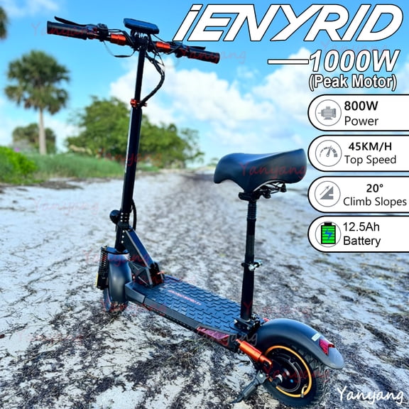 iENYRID Ultra-Fast 28MPH Electric Scooter, 800W Continuous Power,12.5Ah Battery,10in Foldable & Portable,UL 2272 Safety Certified