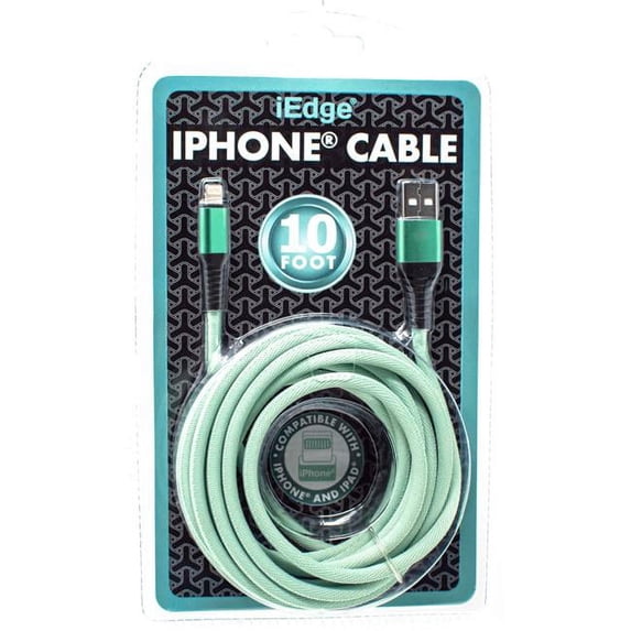 iEdge 2357101 10 ft. Paracord Fabric iPhone Cable, Assorted Color - Case of 12