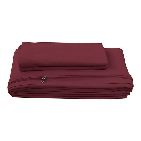 iEnjoy Home 3-PC King Ultra Soft Microfiber Duvet Cover Set in Burgundy Red