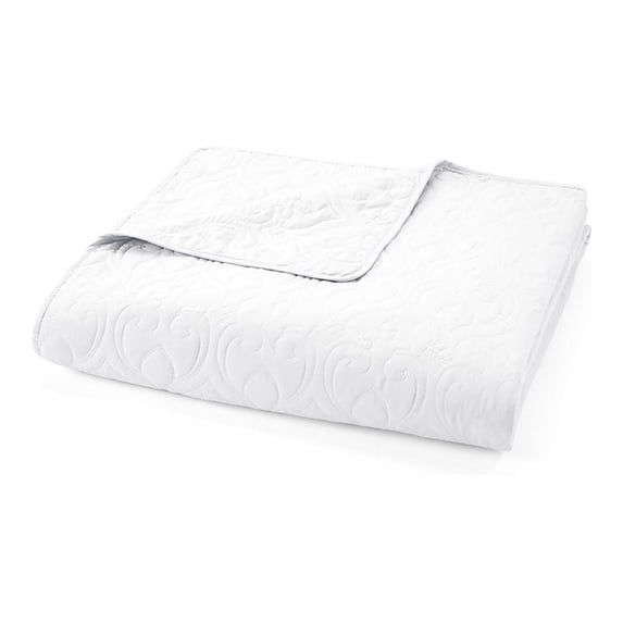 iEnjoy Home 3-PC Twin Soft Damask Print Quilted Coverlet Set in White