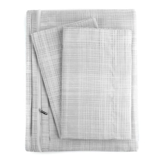 iEnjoy Home 3-PC Twin Soft Thatch Print Duvet Cover Set in Gray