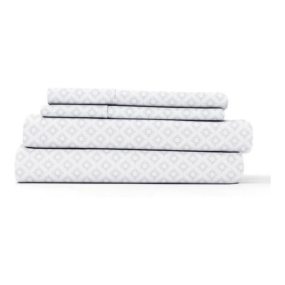 iEnjoy Home 4-PC Polaris Print Microfiber Cal King Bed Sheet Set in Gray
