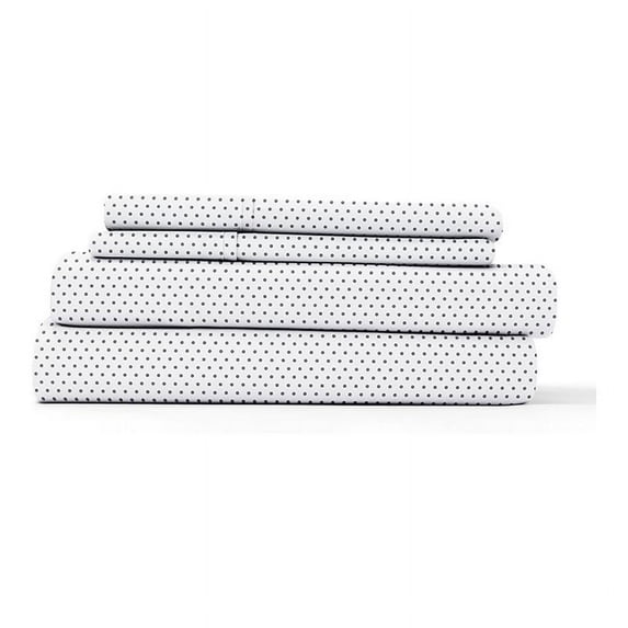 iEnjoy Home 4-PC Stippled Print Microfiber Twin Bed Sheet Set in Gray/White
