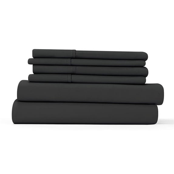 iEnjoy Home 6-PC Luxury Ultra Soft King Bed Sheet Set in Black