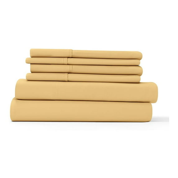 iEnjoy Home 6-PC Luxury Ultra Soft Queen Bed Sheet Set in Gold