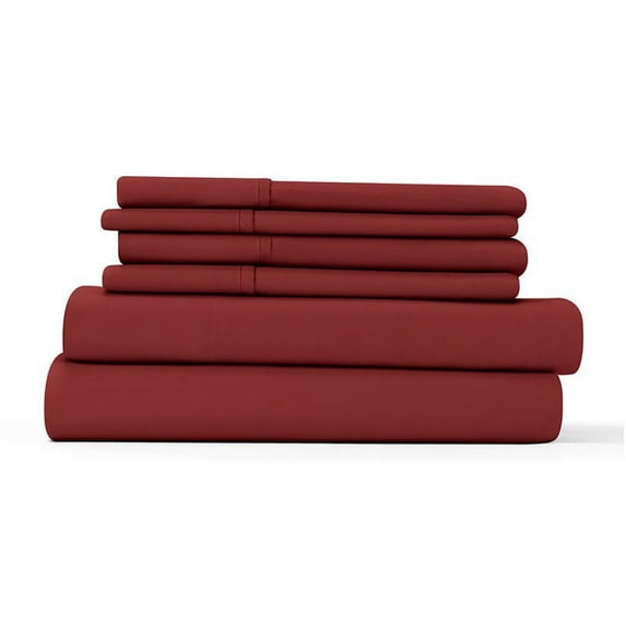 iEnjoy Home 6-PC Luxury Ultra Soft Twin XL Bed Sheet Set in Burgundy Red