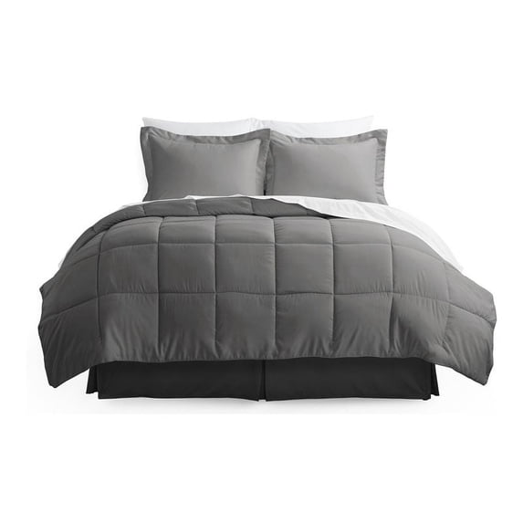 iEnjoy Home 8-PC Premium Modern Microfiber King Bed in a Bag in Gray