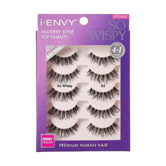 iEnvy by Kiss So Wispy 03 Strip Eyelashes 5 Pair Value Pack #KPEM60 Natural Wispies Style