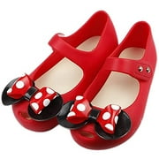 iFANS Girls Sweet Dot Bow Princess Sandals Shoes Mary Jane Flats for Toddler/Little Kid Red, 9 Narrow Toddle