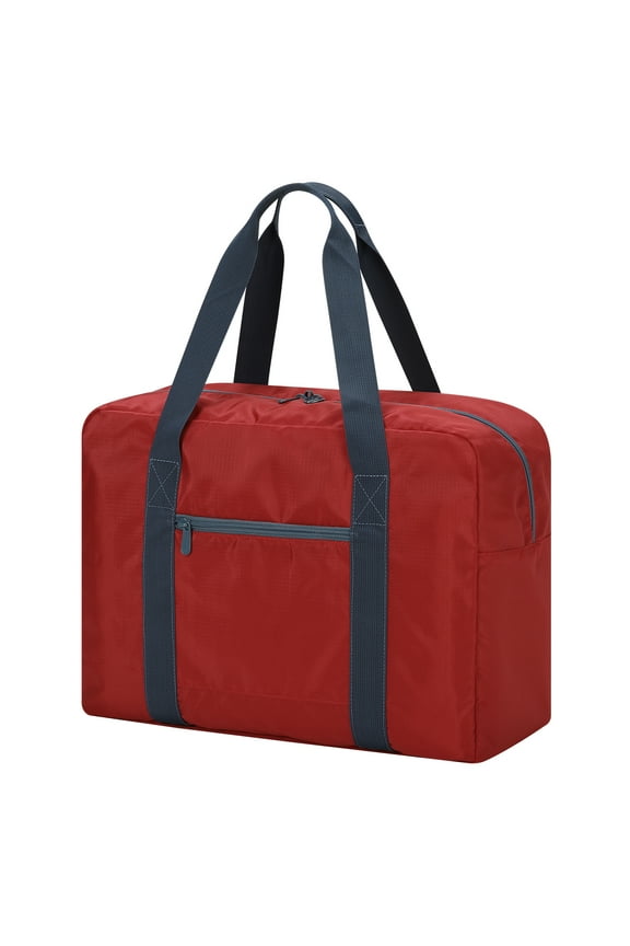 Compact Durable Carry-On Weekender Duffle Bag, Airline Approved Personal Item, 18x7x13.5, Red