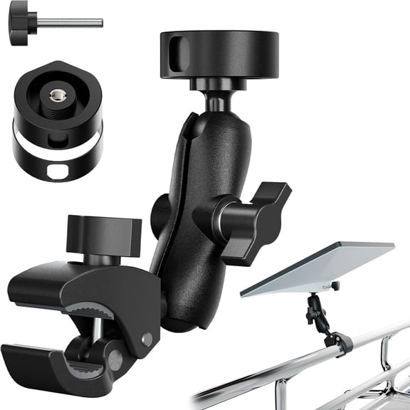 iFCOW 2-in-1 Pole Clamp Mount Kit, Compatible with Starlink Mini 2024-2026, Aluminum Pipe & Tripod Adapter with 1/4" Thread for RV, Yacht, Camping